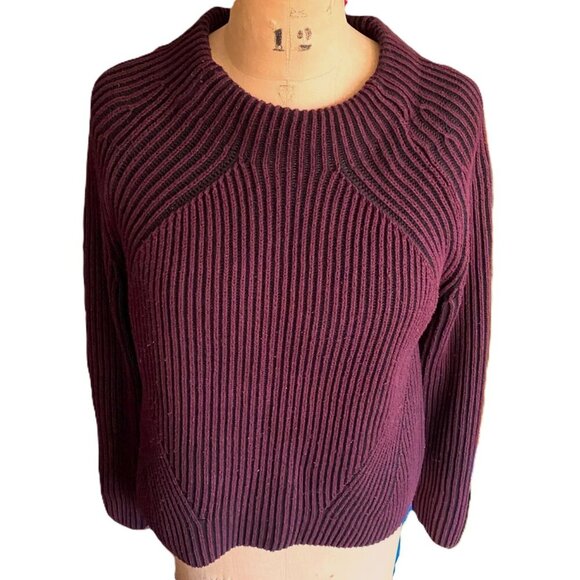 NWOT Athleta Rockland Sweater  Aubergine/ Eggplant & Black textured, ribbed S - Picture 3 of 10
